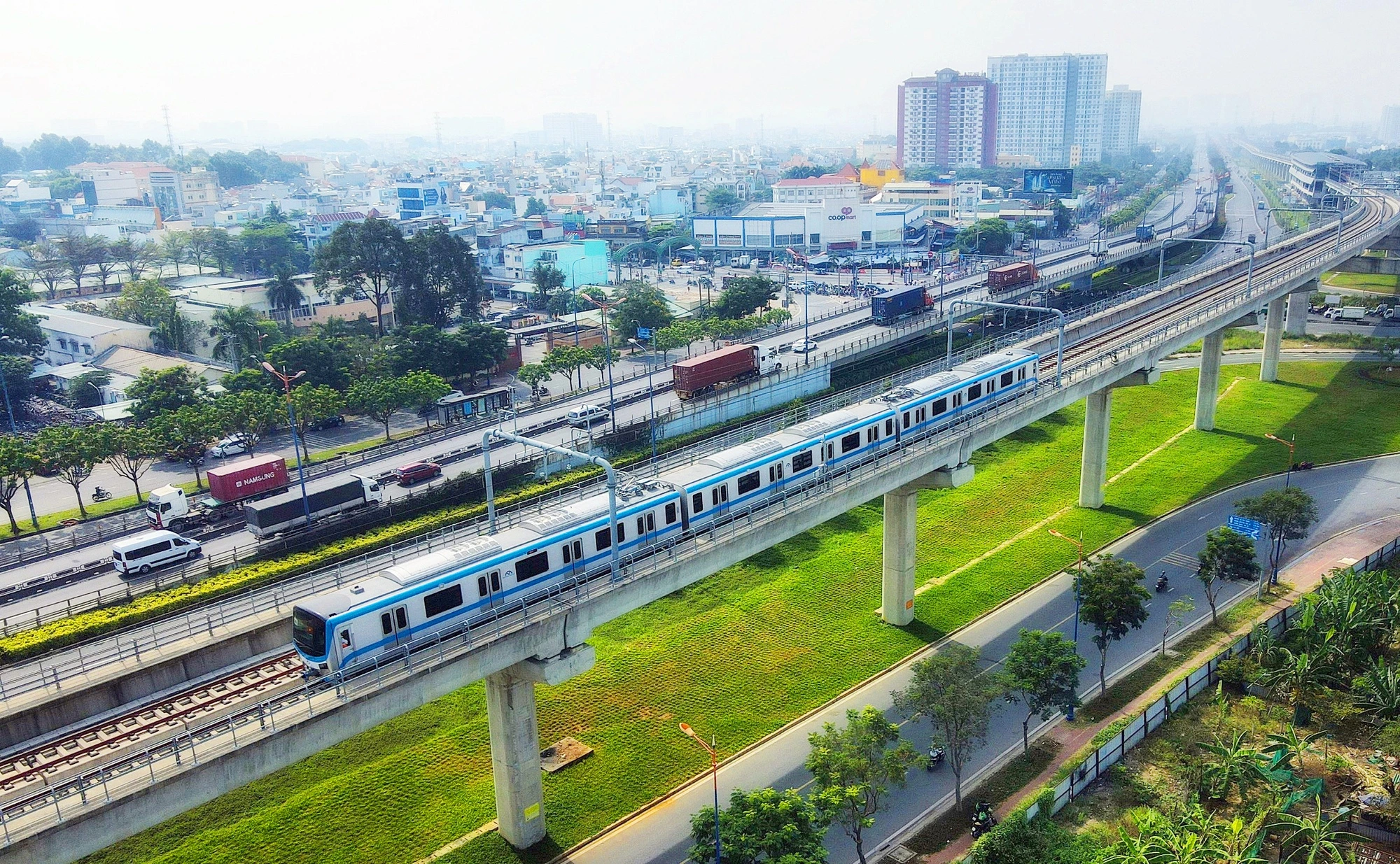 Modern metro system in Ha Noi Viet Nam for public commuting