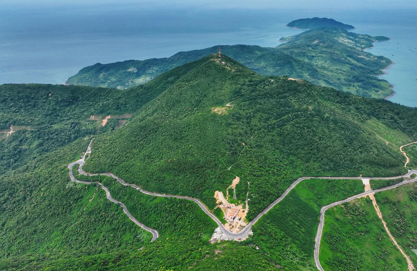 Coastal road and Marble Mountains between Hue and Da Nang