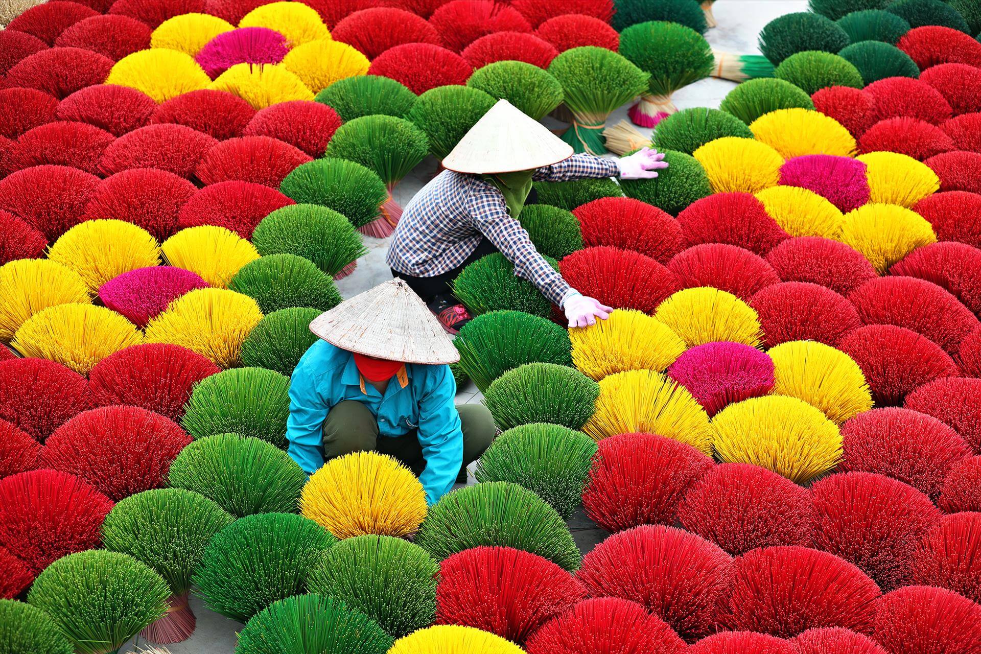 Colorful incense village in rural Hanoi area