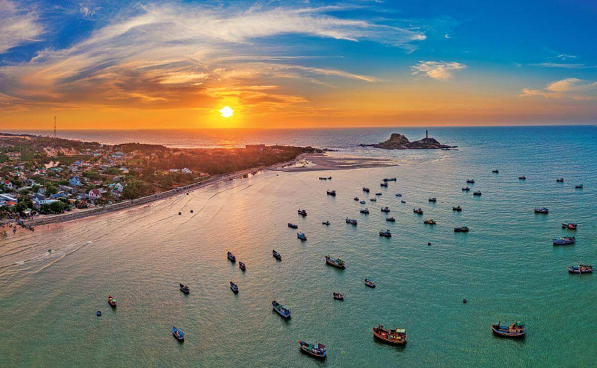 Scenic overview of Vietnam showing natural landscapes and urban life