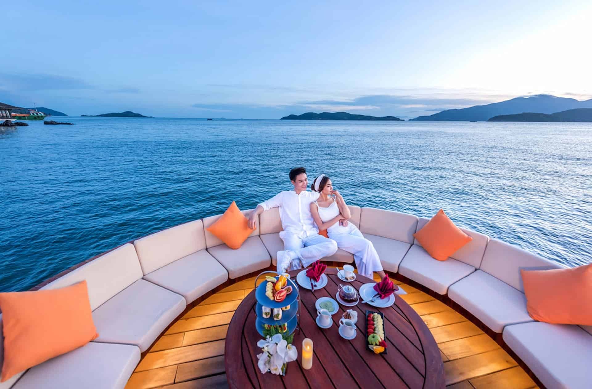 Senior travelers enjoying a calm and scenic journey in Vietnam