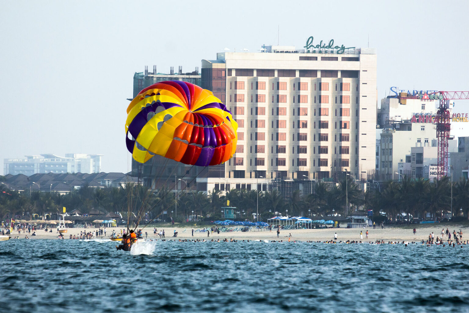 Summer beach season in Da Nang with clear skies