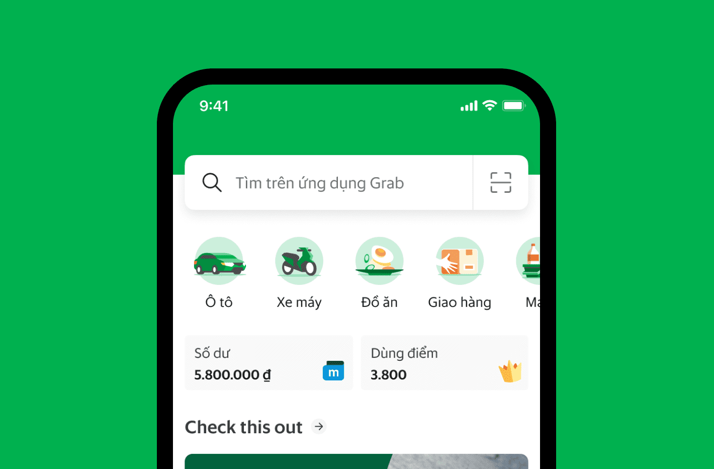 Booking a ride through Grab in Vietnam using a mobile application
