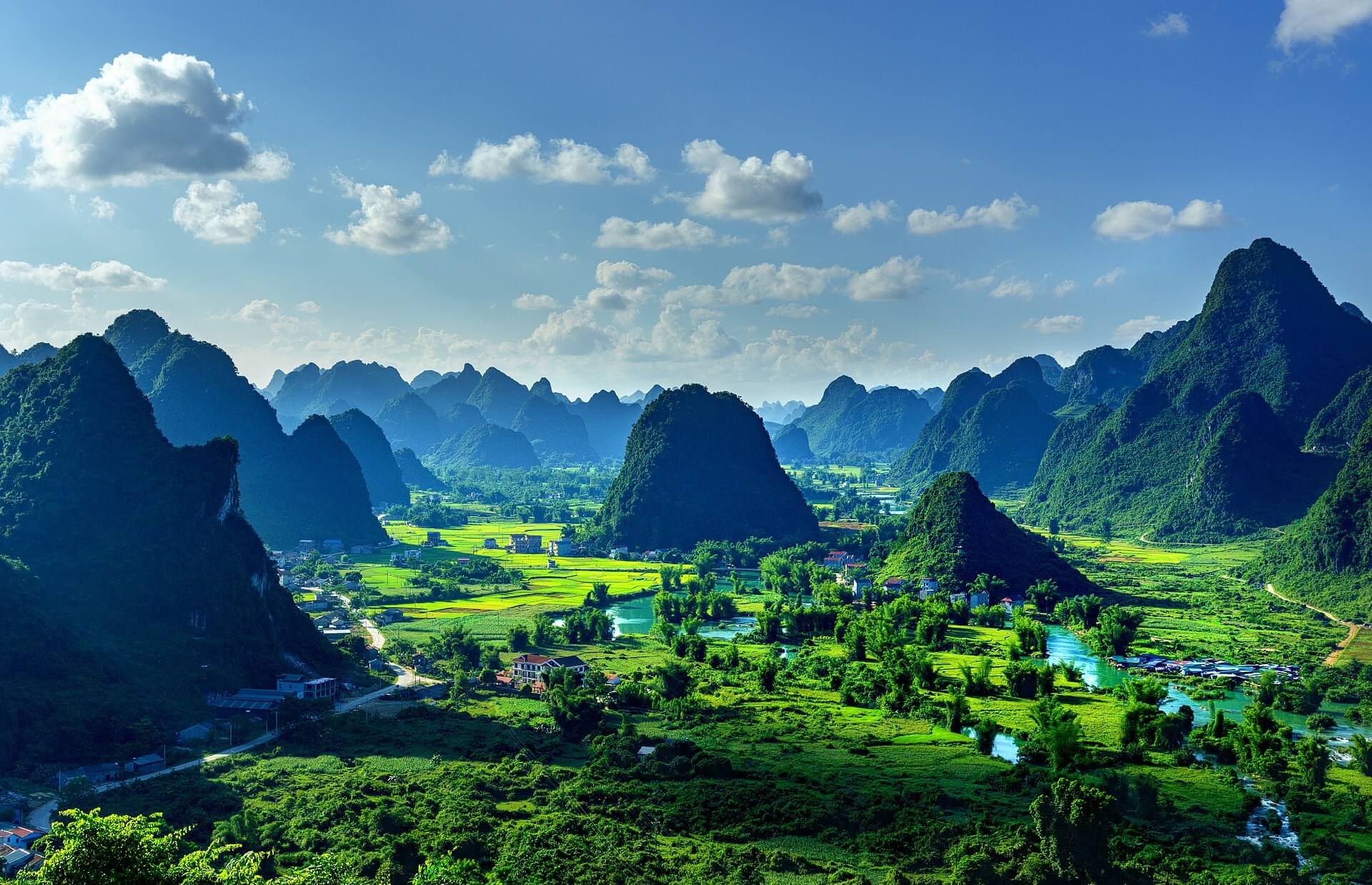 Diverse natural landscapes representing the national parks in Vietnam
