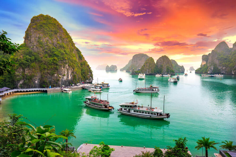 Ha Long Bay limestone karsts UNESCO site in Vietnam