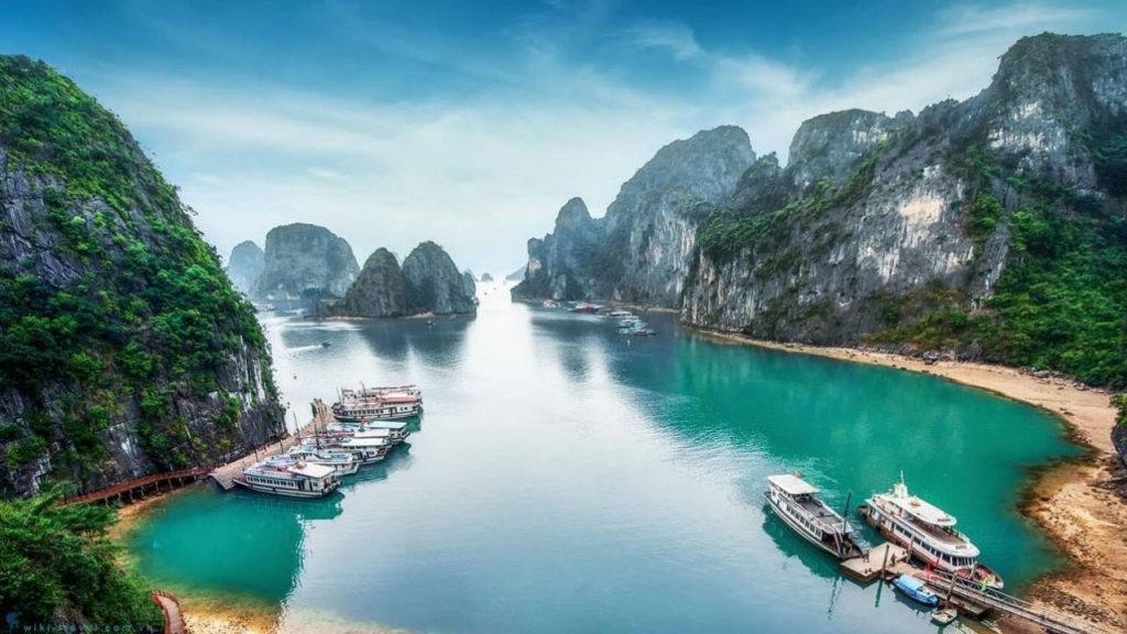 Limestone cliffs during Cat Ba National Park trekking adventure