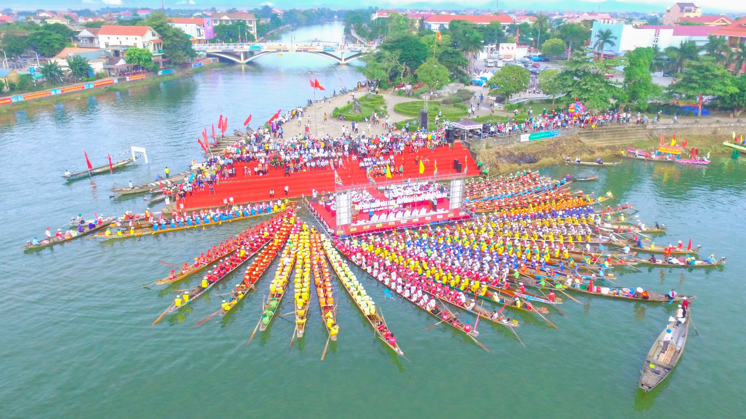 Local residents enjoying a traditional river festival
