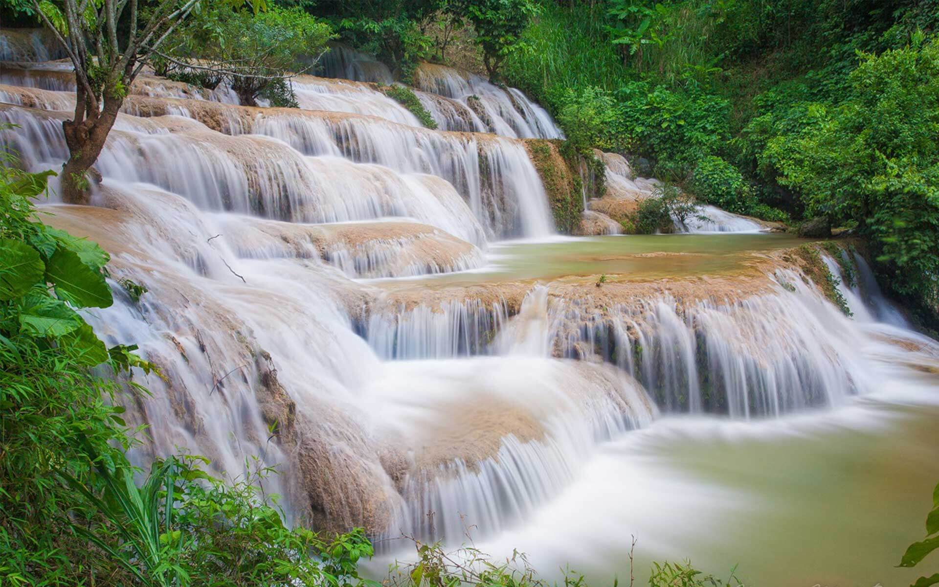 Seasonal changes affecting waterfall water levels in Vietnam