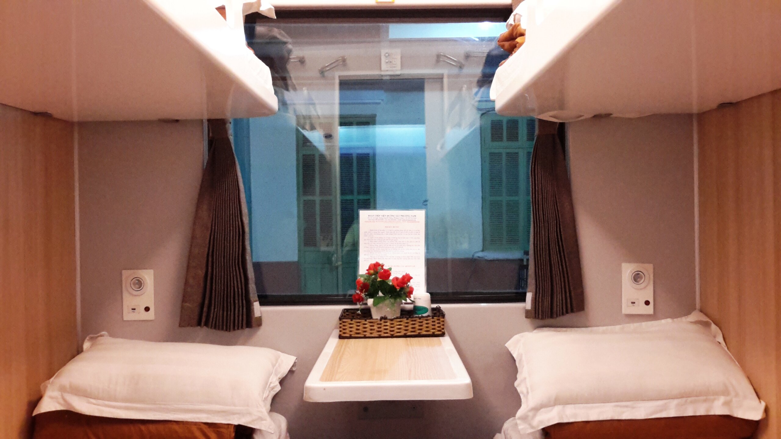 Sleeper cabin on a Vietnamese long-distance train