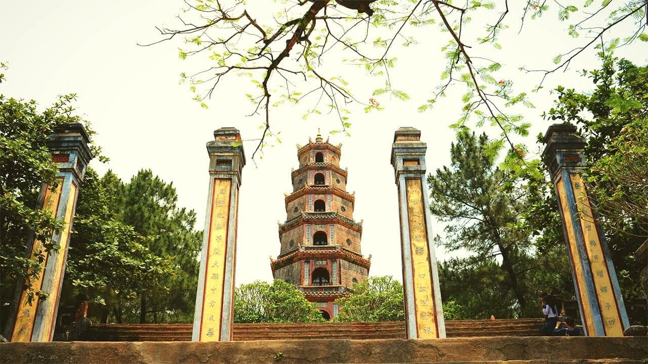 Thien Mu Pagoda overlooking the Perfume River