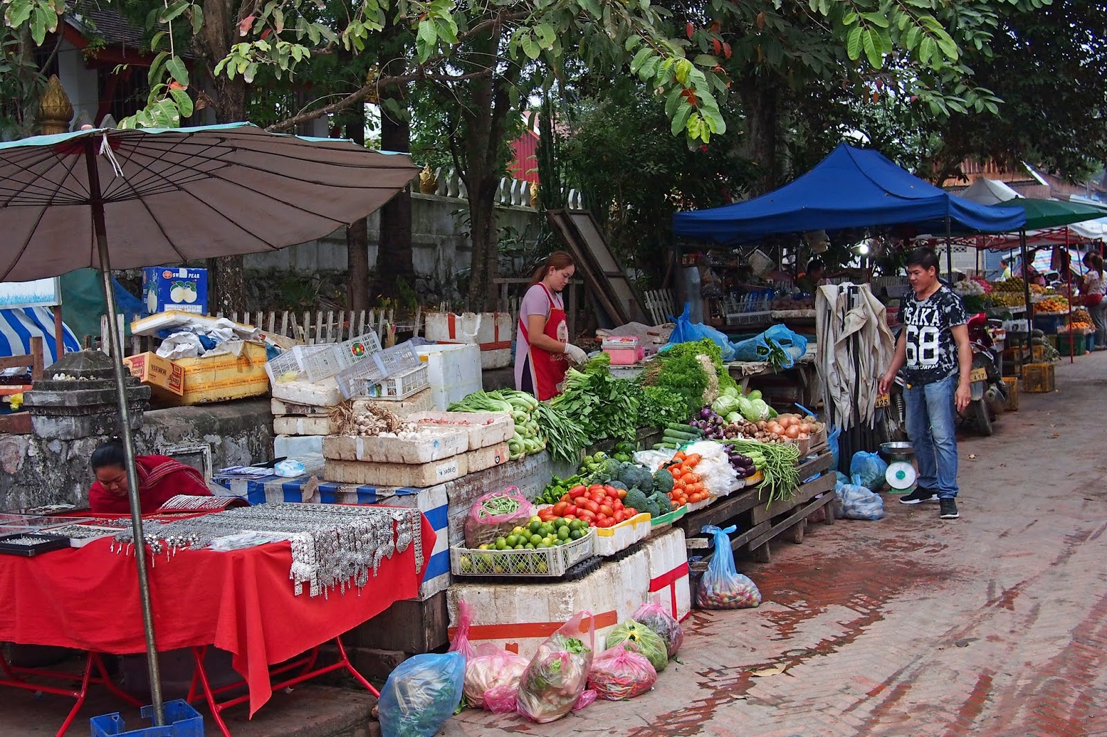 Busy local market with a wide variety of goods and everyday products