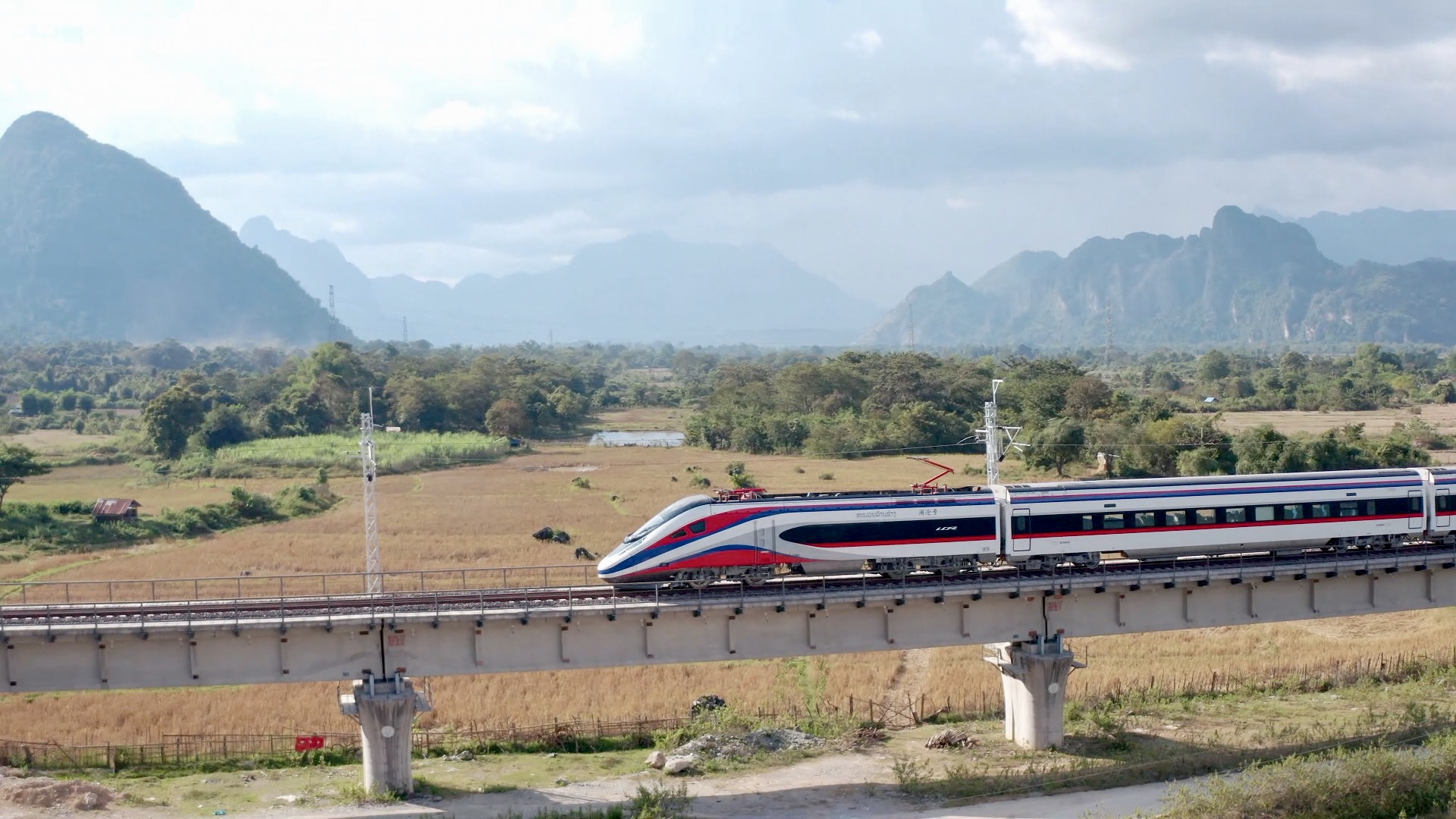 High-speed train on Laos-China railway heading to Luang Prabang