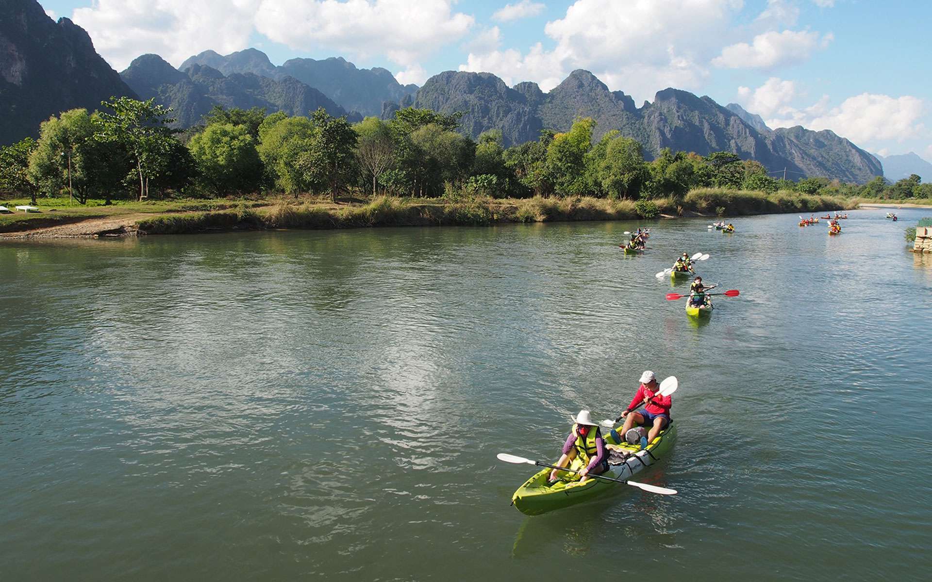 Kayaking activity on Nam Song River in Laos