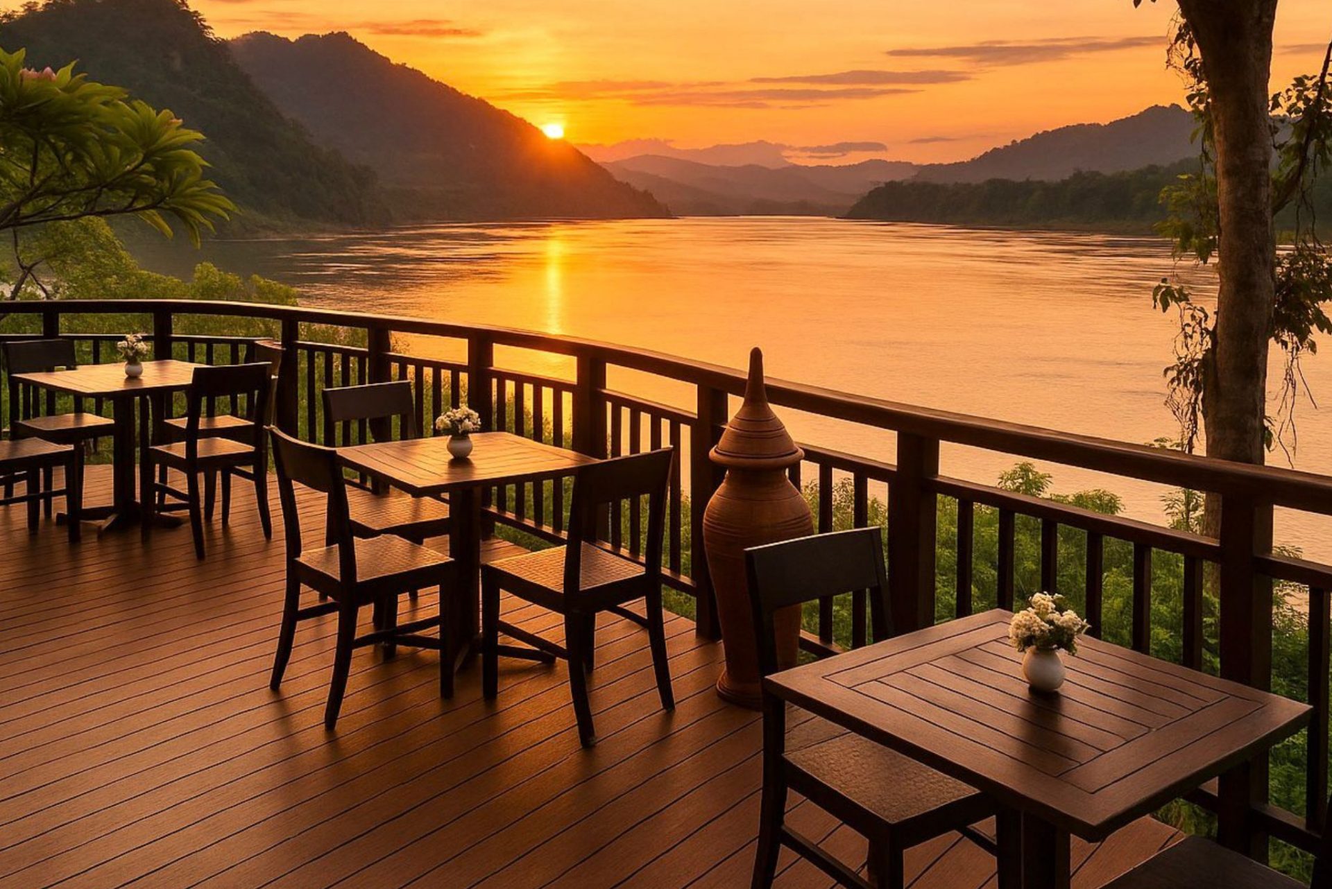 Luxury resort in Luang Prabang with river view and tropical surroundings