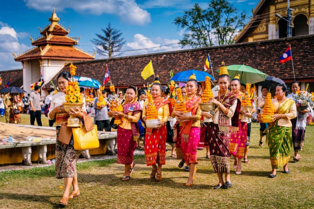 Religious ceremony at Pha That Luang in Vientiane