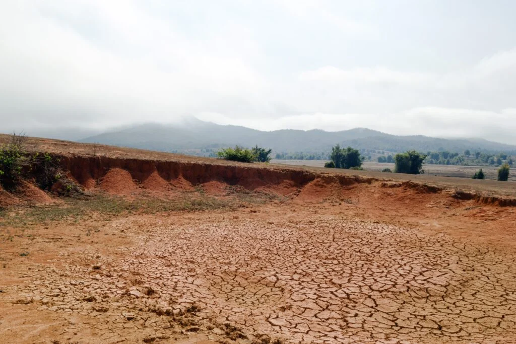 Seasonal landscape in Laos showing dry and green seasons